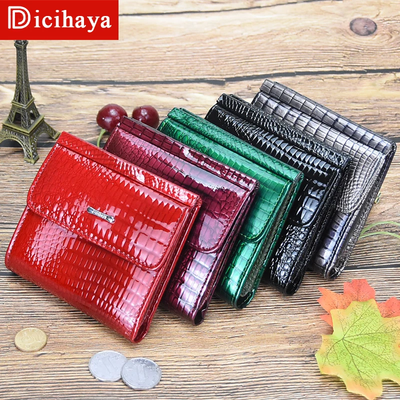 

DICIHAYA Mini Wallet Women Genuine Leather Wallets With Coin Bag Alligator Hasp Short Wallet Female Small Wallets And Purses