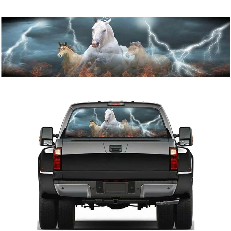 

Horse Galloping for Truck Jeep Suv Pickup 3D Rear Windshield Decal Sticker Decor Rear Window Glass Poster 53 x 14Inch