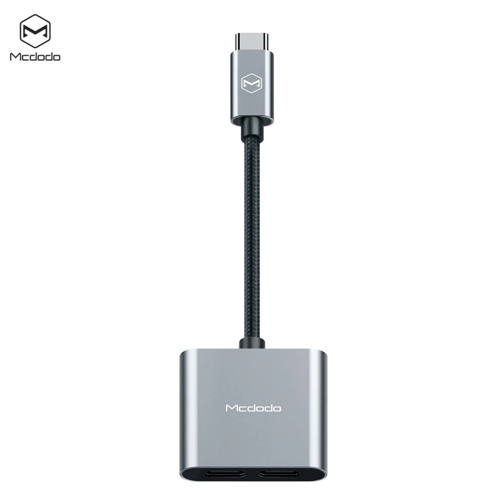 Mcdodo 60W PD Type C DAC HIFI Audio Converter USB C To Dual Type C 5A Fast Charger Audio Adapter For IPad Pro Macbook Samsung