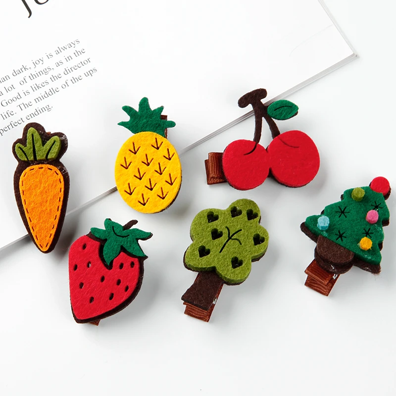 1 шт. милые детские заколки для волос с фруктами на рождественскую елку тканевые
