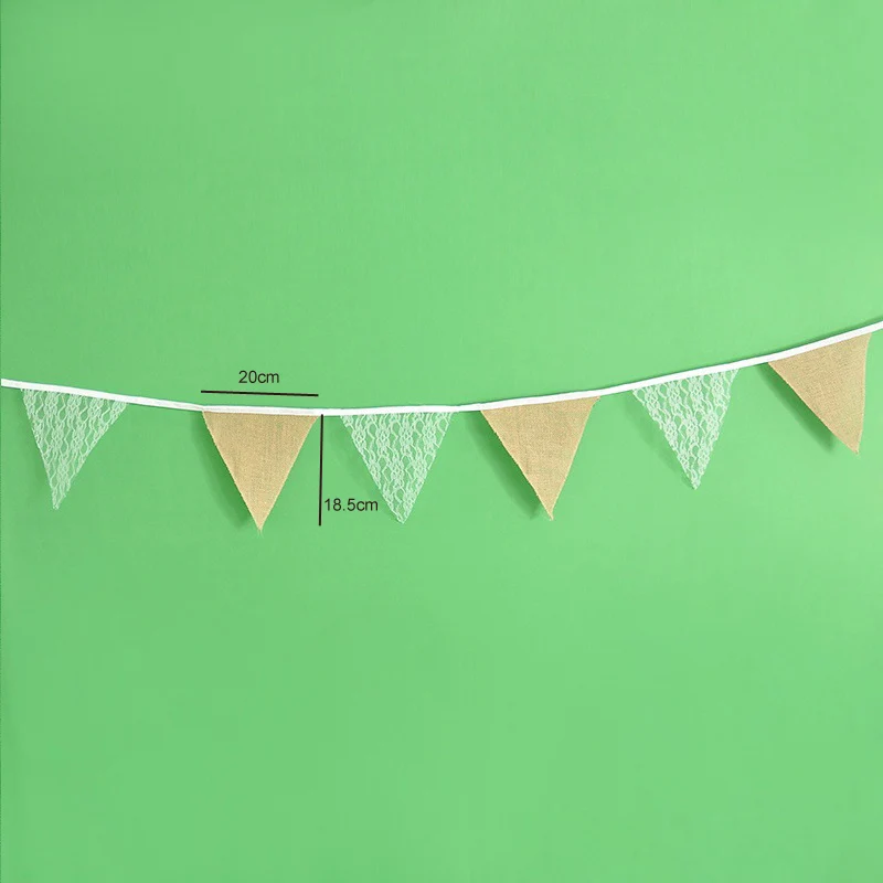 

Burlap Linen Pennant Kids Boy Girl Lace Bunting Flags Vintage 3.3M Wedding Decor Birthday Party Decorations