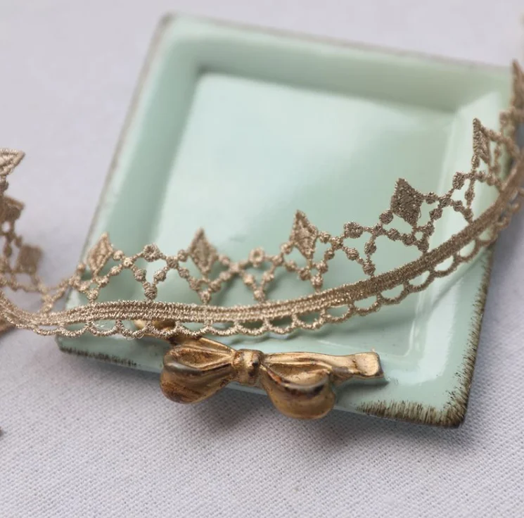 3 ярда винтажная Золотая Изысканная кружевная отделка ткань лента для рукоделия