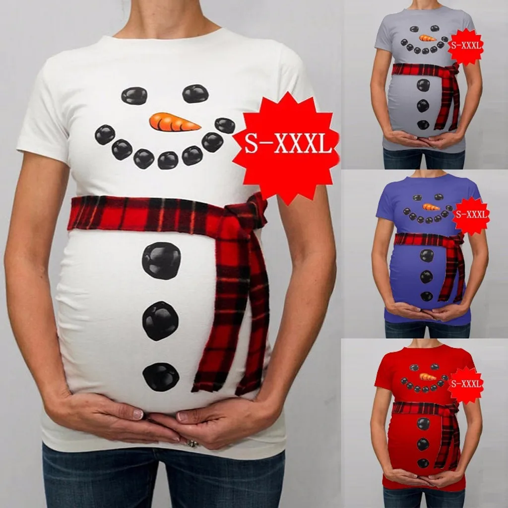 Платья на Хэллоуин женские рождественские футболки с изображением снеговика для