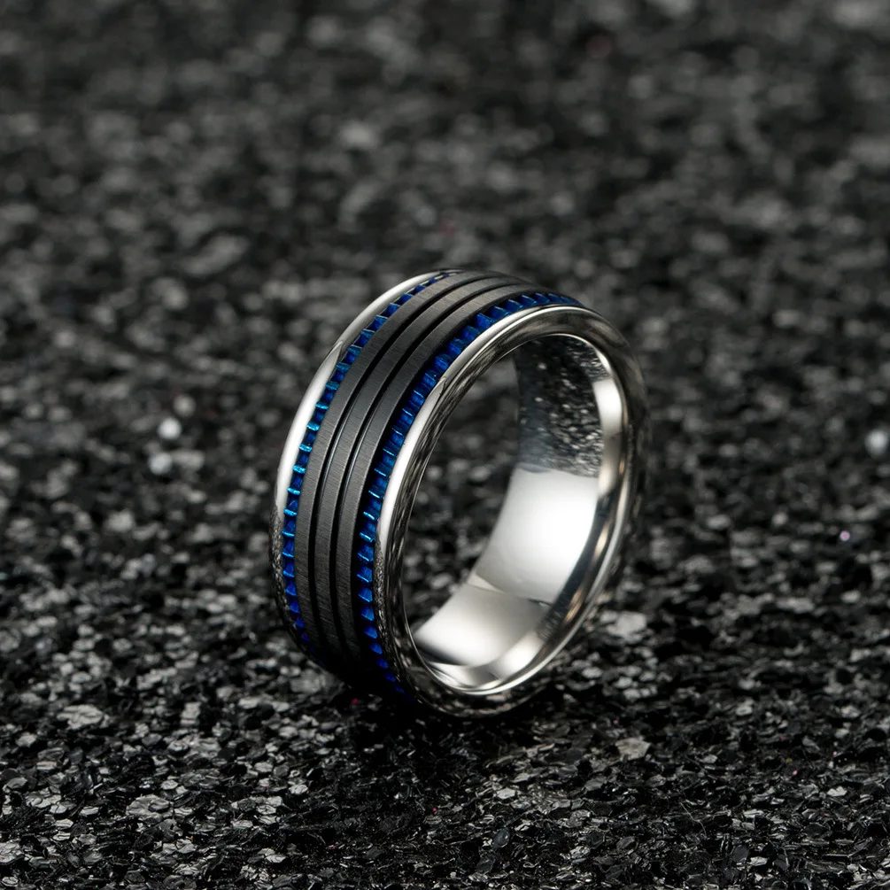 Кольцо с голубым зубом титановой стальной проволокой | Украшения и аксессуары