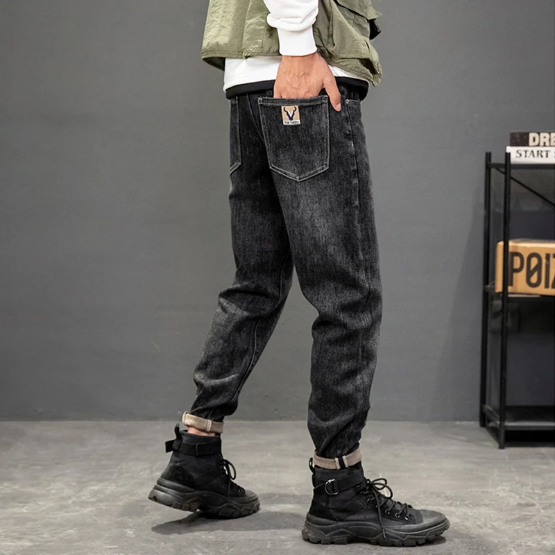 

Korean Style Fashion Men Jeans High Quality Retro Black Elastic Slim Fit Ripped Jeans Men Vintage Designer Casual Denim Pants