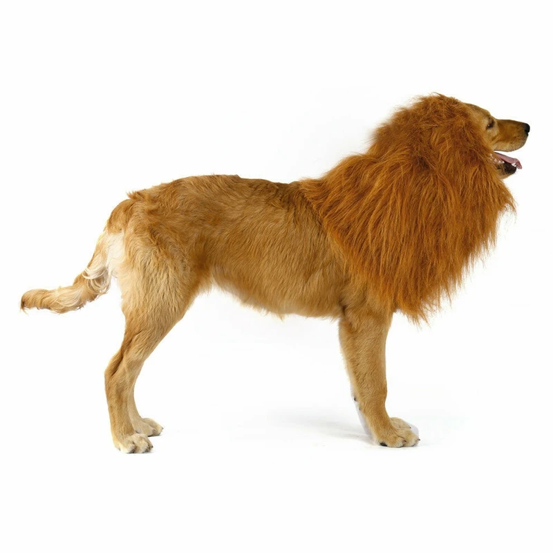 Топ питомец собака Льва грива парик костюм для Хэллоуина нарядное платье