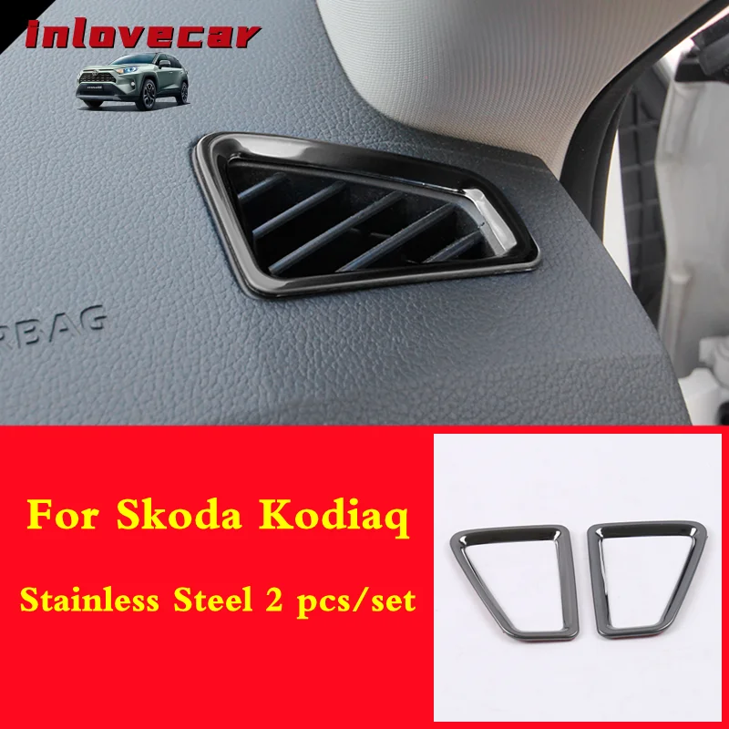 

For Skoda Kodiaq GT 2017-2019 car air outlet decoration cover conditioning circle ring frame trim strip garnish accessories 2pcs