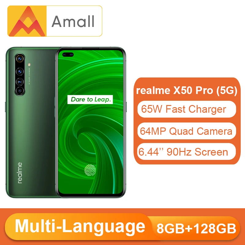Realme X50 Pro 5G 8GB 128GB 90Hz SuperAmoled экран мобильный телефон Snapdragon 865G Восьмиядерный VOOC 65W