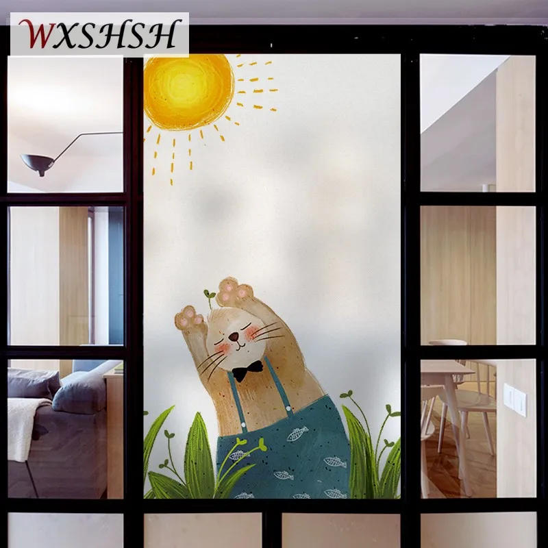 

Статическая липкая оконная наклейка индивидуального размера, солнце и кот, декоративная частная многоразовая стеклянная пленка для дома, о...