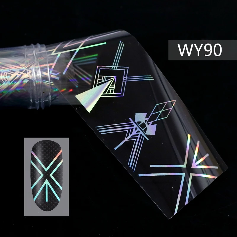 Y90 Nail Foils 1 шт. голографические наклейки-лак для ногтей Переводные Звездные полоски наклейки для дизайна ногтей смешанные узоры ползунки для хобби ногтевой дизайн - Цвет: Y90 Nail Foils