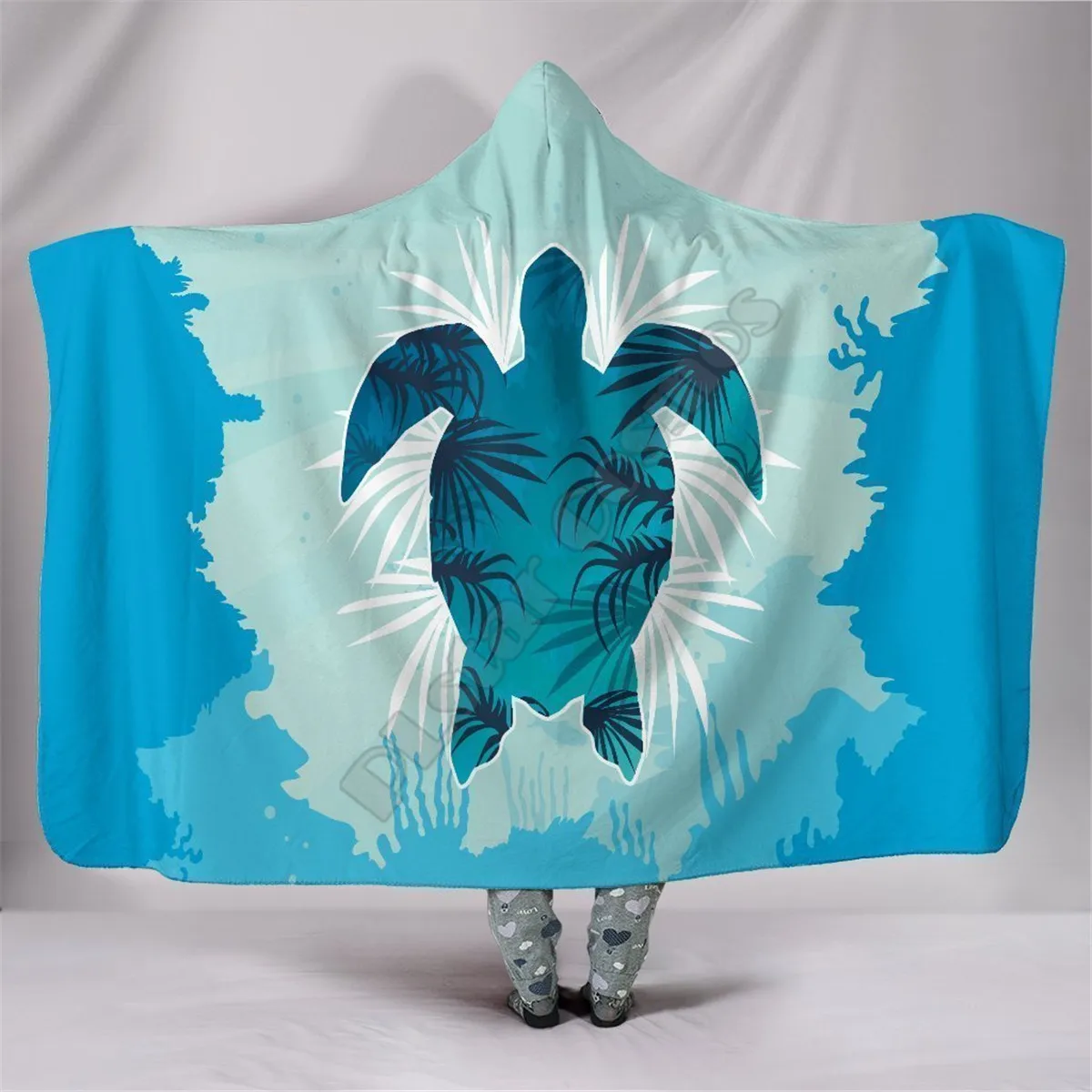 

Turtle Swimming Funny Animal Hooded Blanket 3D Printed Cozy Soft Throw Blanket Adult Women Men Wearable Throw Blankets