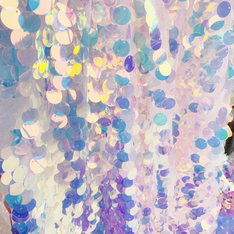 Блестящая лазерная ткань из тюля с блестками в виде рыбьих чешуек для девочек