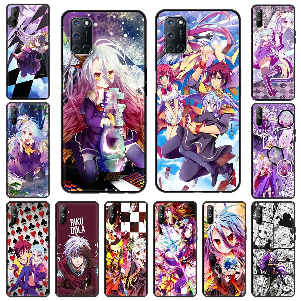 

Чехол для Oppo A53 A52 A54 A15 A9 2020 с рисунком из аниме «NO GAME NO LIFE», Черная оболочка для Realme 8 7 6 Pro C3 C21, силиконовый чехол