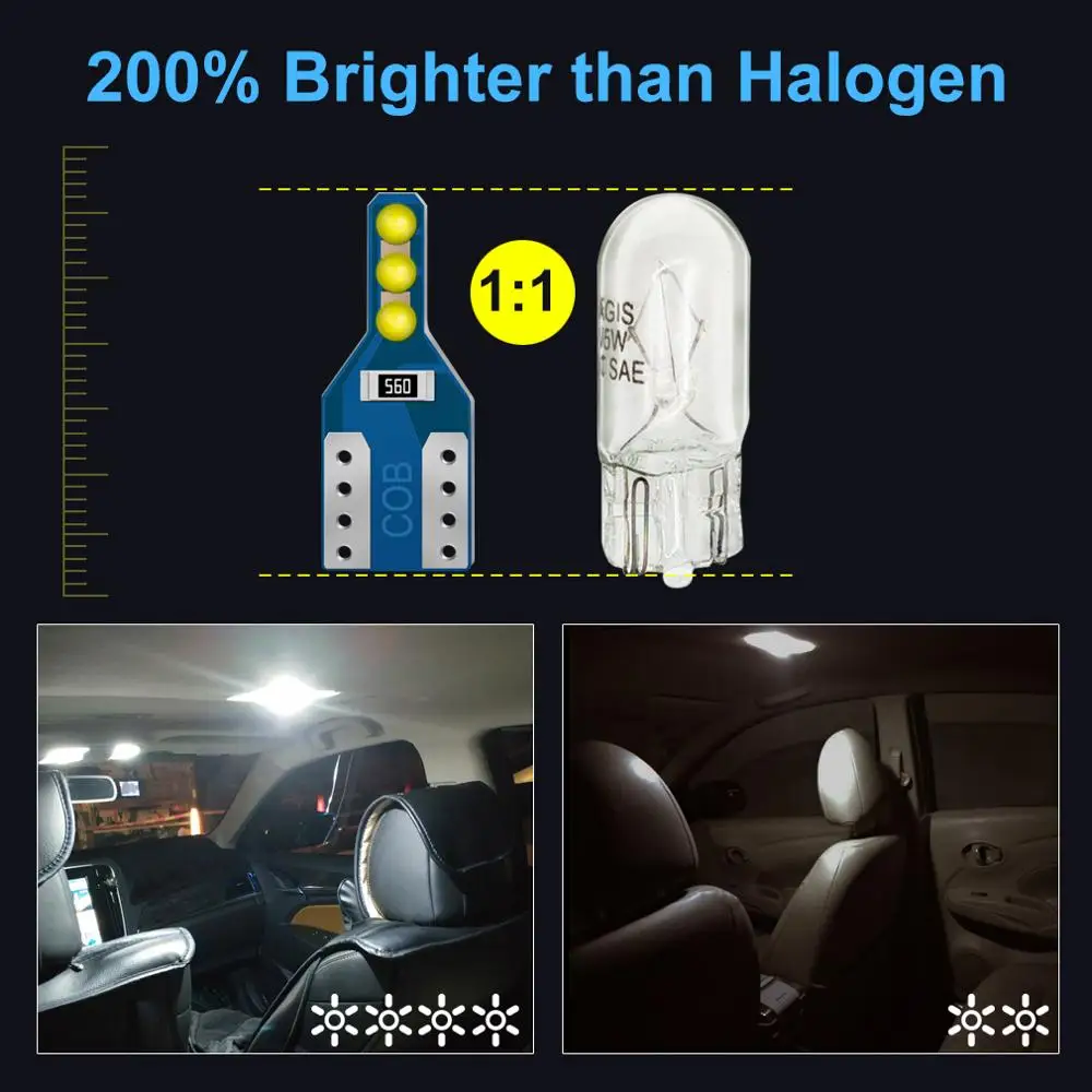 10 шт. T10 W5W супер яркие светодиодные лампы 6SMD моноблочные чипы 194 168 WY5W 501 2825 Авто