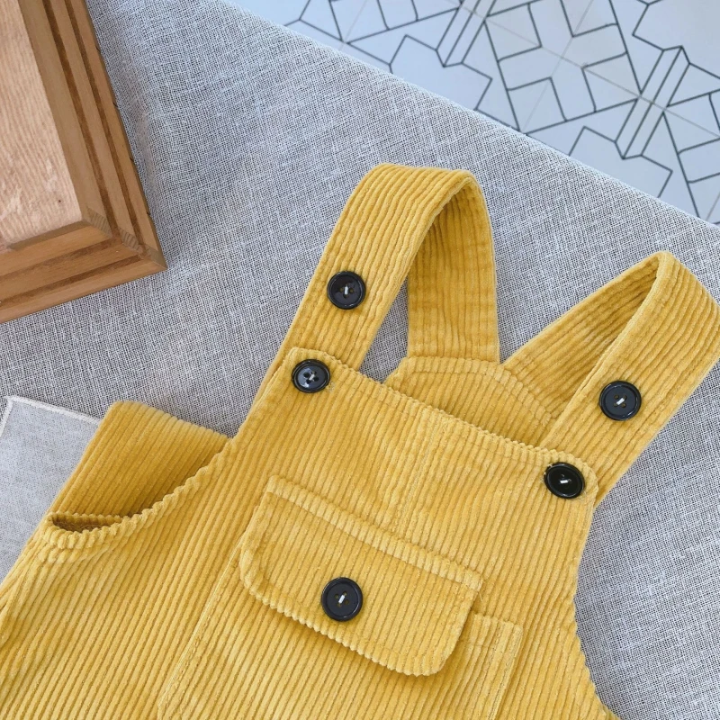 

Autumn Children Kids Overalls Pants Boys Girls Pocket Corduroy Overalls Jumpsuits Baby Clothing Jumpsuits Kids Loose Casua Pants