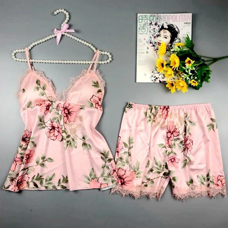 Женские атласные кружевные шорты к ночной рубашке пижамы удобная Пижама летняя