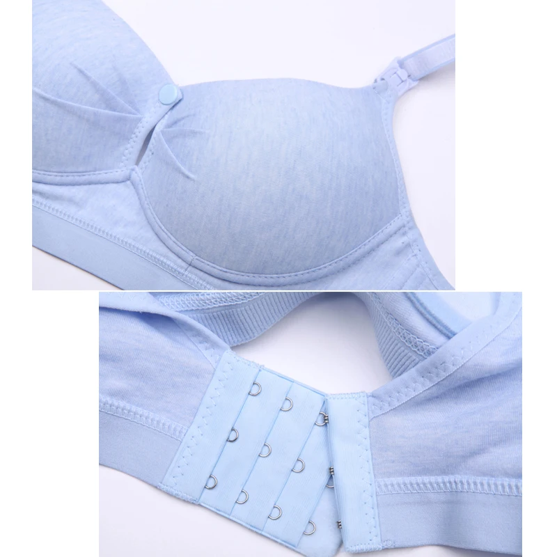 Sujetador de lactancia para mujer, ropa interior de algod&oacute;n, transpirables, maternidad, talla grande, f&aacute;cil de alimentar, sin cables, de verano-2