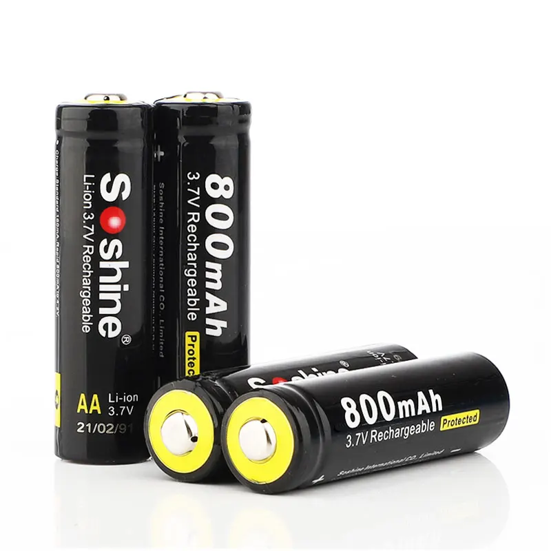 4 шт. литий ионные аккумуляторы Soshine 14500 3 7 в 800 мАч|li-ion battery|battery for flashlightbattery |