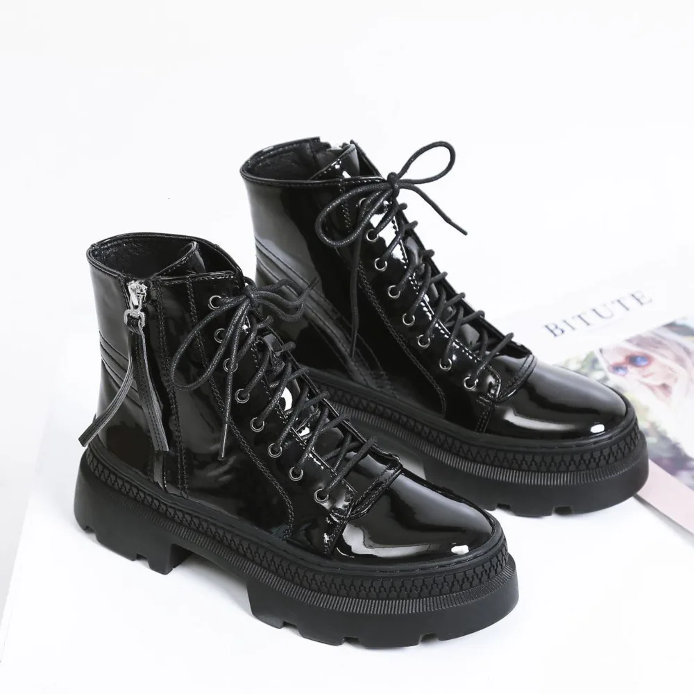 Модные короткие ботинки Ботинки martin из натуральной кожи Женские Ботильоны на