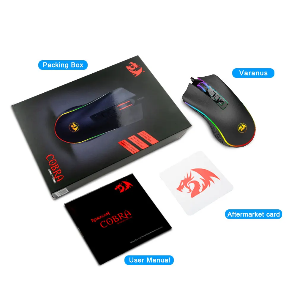 Redragon COBRA M711 RGB USB Проводная игровая мышь 12400 точек/дюйм 9 кнопок мыши