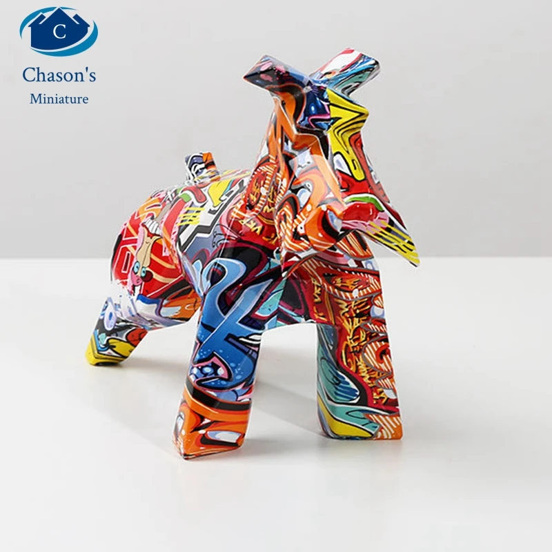 

Творческая роспись граффити красочный шнаузер собака бульдог Гостиная Современные украшения домашний декор миниатюрная статуя украшения