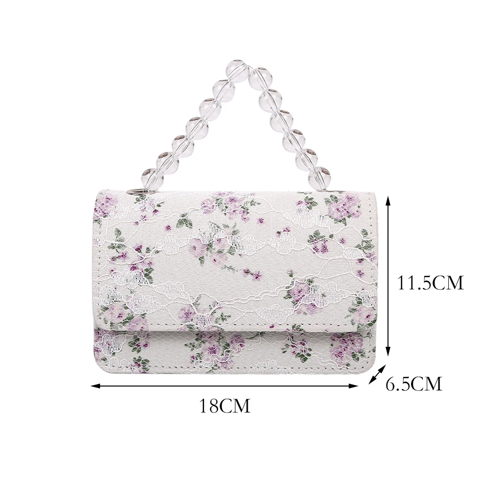 

Women Jacquard Bag PU Flower Lace Shoulder Vintage Mini Bead Flap Crossbody Bags Vintage Small Purse Ladies Handbags 2021 Hot