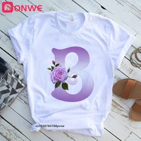 womens custom name rose letter combination printing t shirt flower letter font a b c d e f g short sleeve tshirtdrop ship
