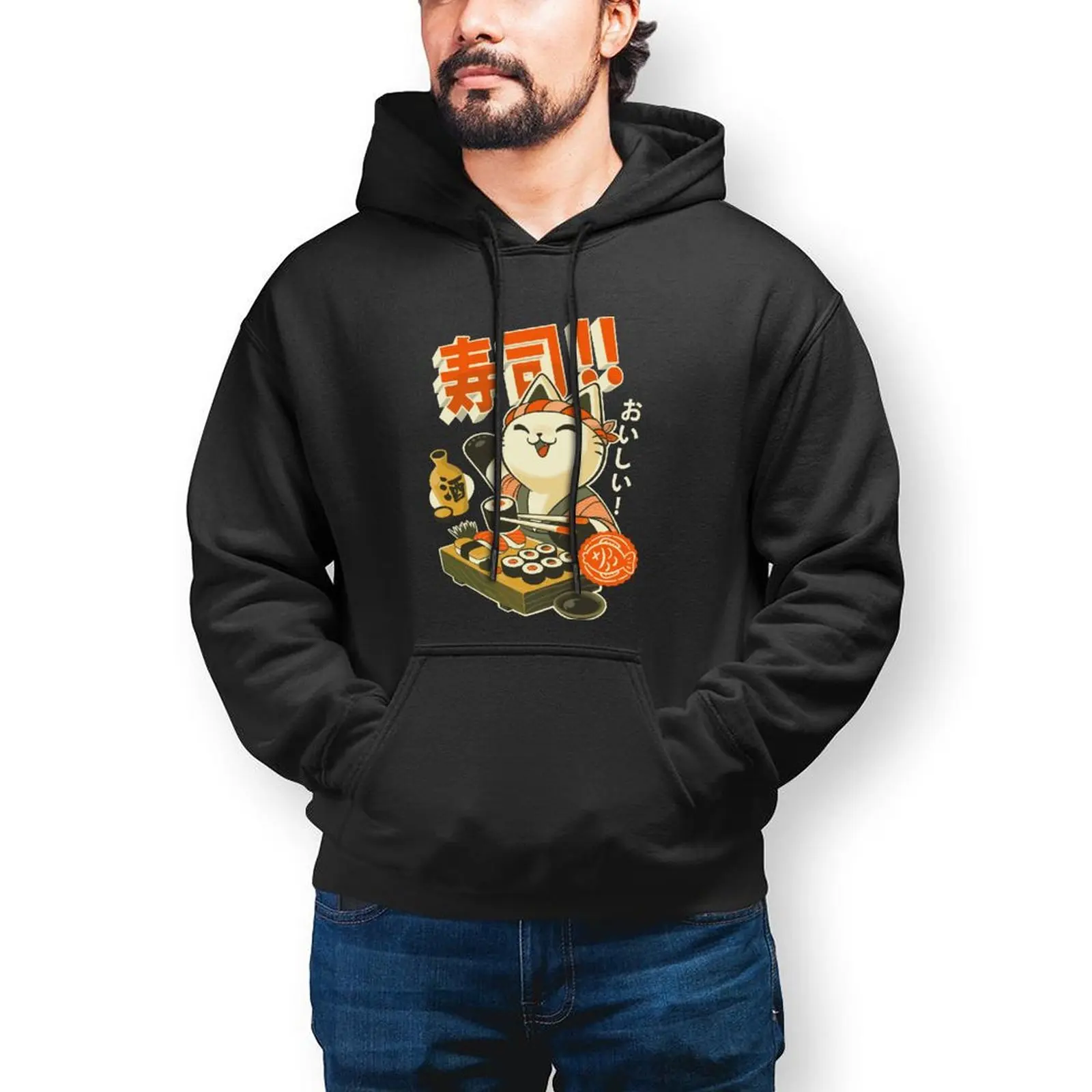 

Cat Hoodies Cotton Loose Pullover Hoodie Autumn Long Popular Hoodie Oversize Mens
