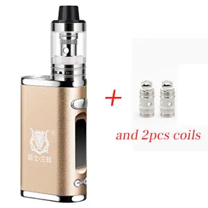 Gold and 2 coils Электронная сигарета, регулируемый vape 80 Вт, комплект модов, Встроенный 2000 мАч, батарейный блок, 3 мл, бак, электронная сигарета, большой дымовой Атомайзер - Цвет: Gold and 2 coils