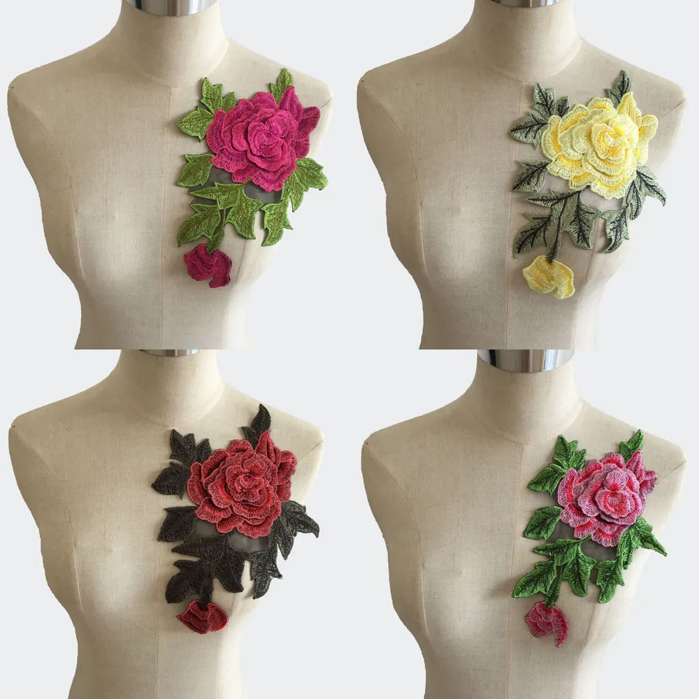 Кружевная Ткань 3D Цветочная вышивка кружева воротник полиэстер DIY применение и