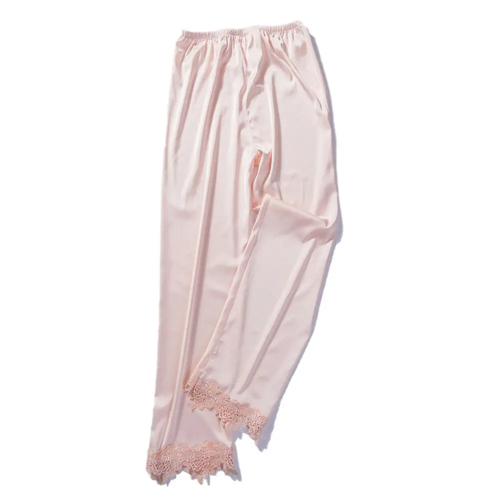 Женская шелковая атласная пижама штаны брюки одежда для сна домашняя |