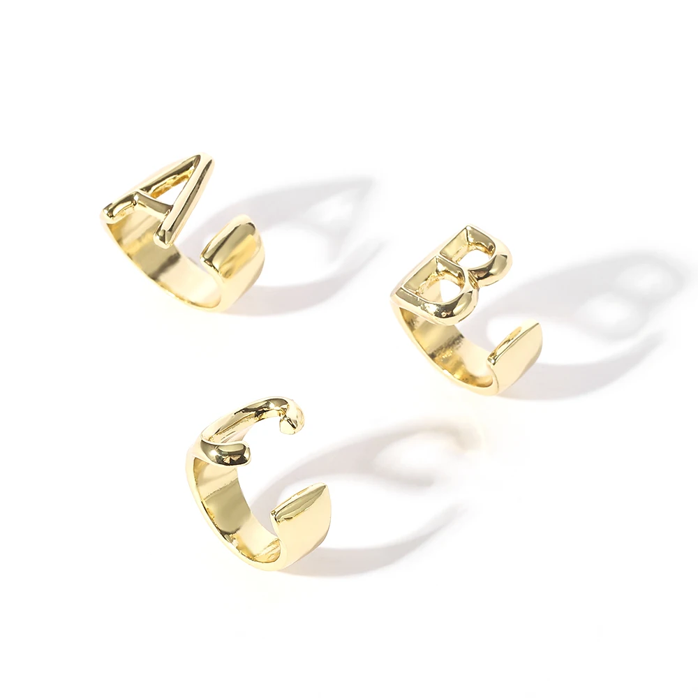 Полые A Z буквы золотого цвета металлическое кольцо регулируемое открытие