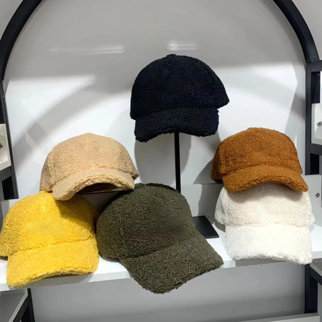 

Новинка 2021, теплая зимняя шапка для улицы, бейсболка с шерстяной подкладкой, Женская однотонная Регулируемая шапка в стиле хип-хоп с отскоко...