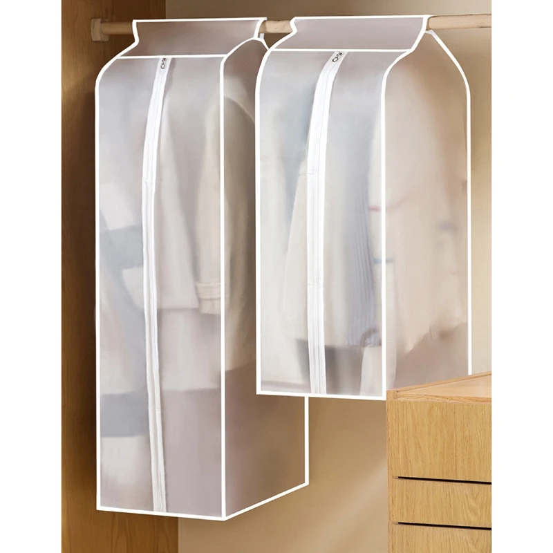 

2PC Clothes Hanging Dust Cover Dress Suit Coat Storage Bag Case Wardrobe Organizer Clothing Hanging Dust Bag