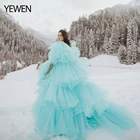 Пышное Платье для беременных, длинное платье с V-образным вырезом и оборками, для фотосессии или вечеринки, 2021, платье подружки невесты YEWEN