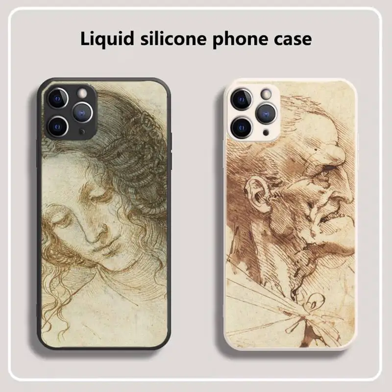 Итальянский чехол для сотового телефона leonardo da vinci art Для iPhone 13 12 11 mini pro XS MAX XR 8 7 6 6S