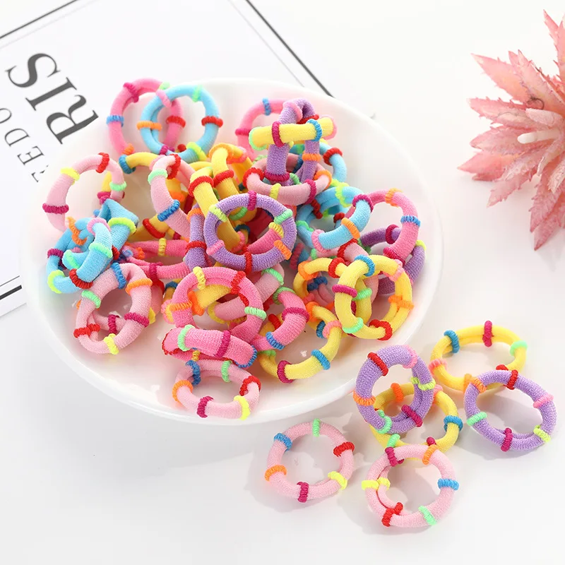 

50pc/lot Kids Candy Color Hair Rope Elastic Scrunchie Hair Bands Mini Hair Rings Rubber Band for Girls Princess Hair Accessories
