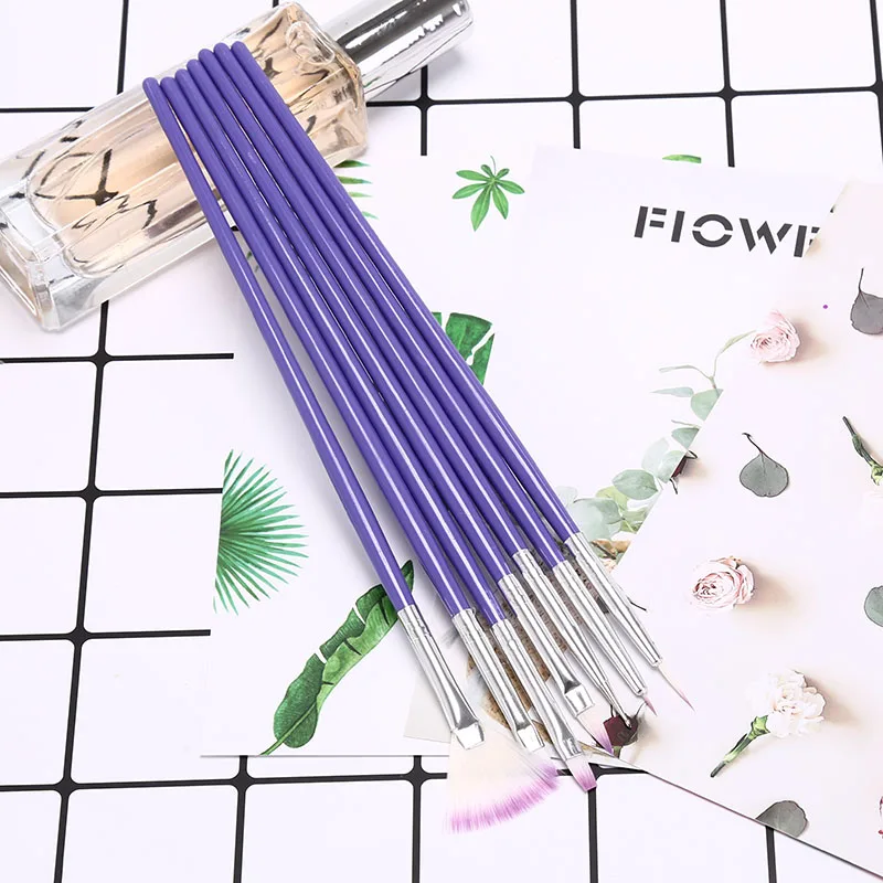 7 шт. дизайн ногтей ручка с кисточкой Раскрашивание рисунка веер линия строитель