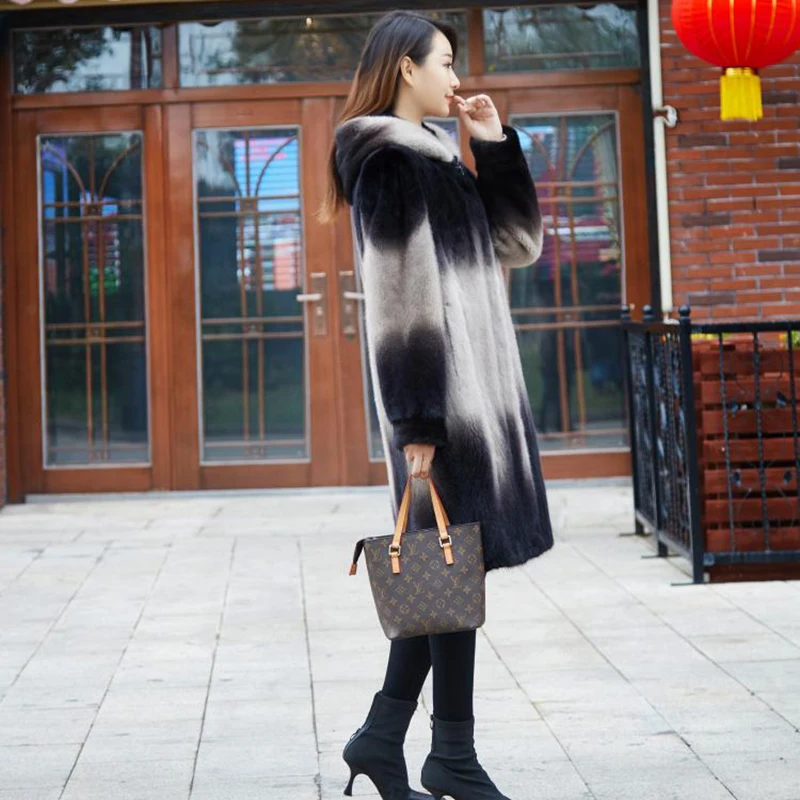 Женское бархатное пальто Leiouna парка средней длины с капюшоном из искусственного