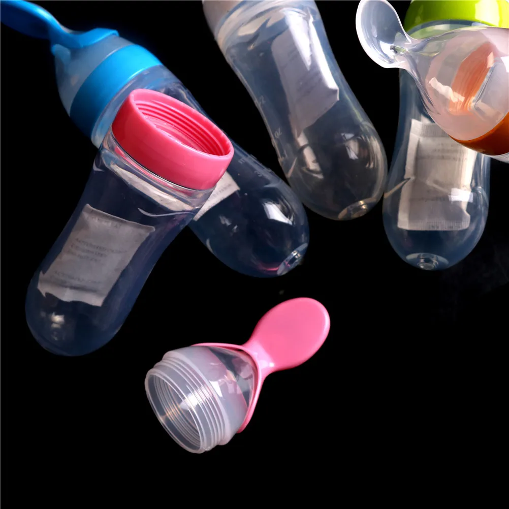 Baby feeder Silicone rice cereal bottle Baby Squeezing Feeding Spoon Training Scoop Rice Cereal Food Supplement Feeder Safety
