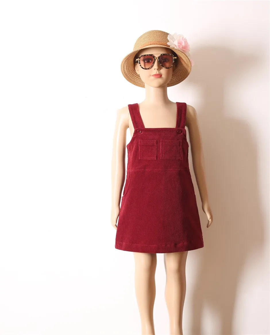

Girls Corduroy Dresses 2021 New Fashion Sweet Kids CorduroySolid Children Sleeveless Vestidos Toddler Baby Clothing
