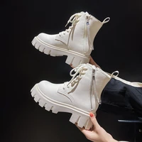 women boots british style martin boots zipper winter cotton shoes 2021 fall new artificial leather boots fashion high top shoes