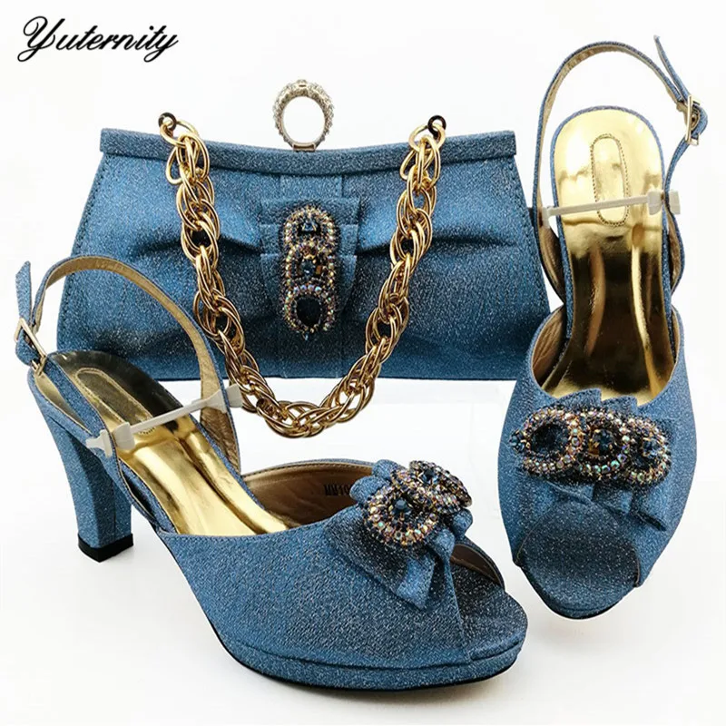 Высокое качество итальянская женская обувь на высоком каблуке и сумка в