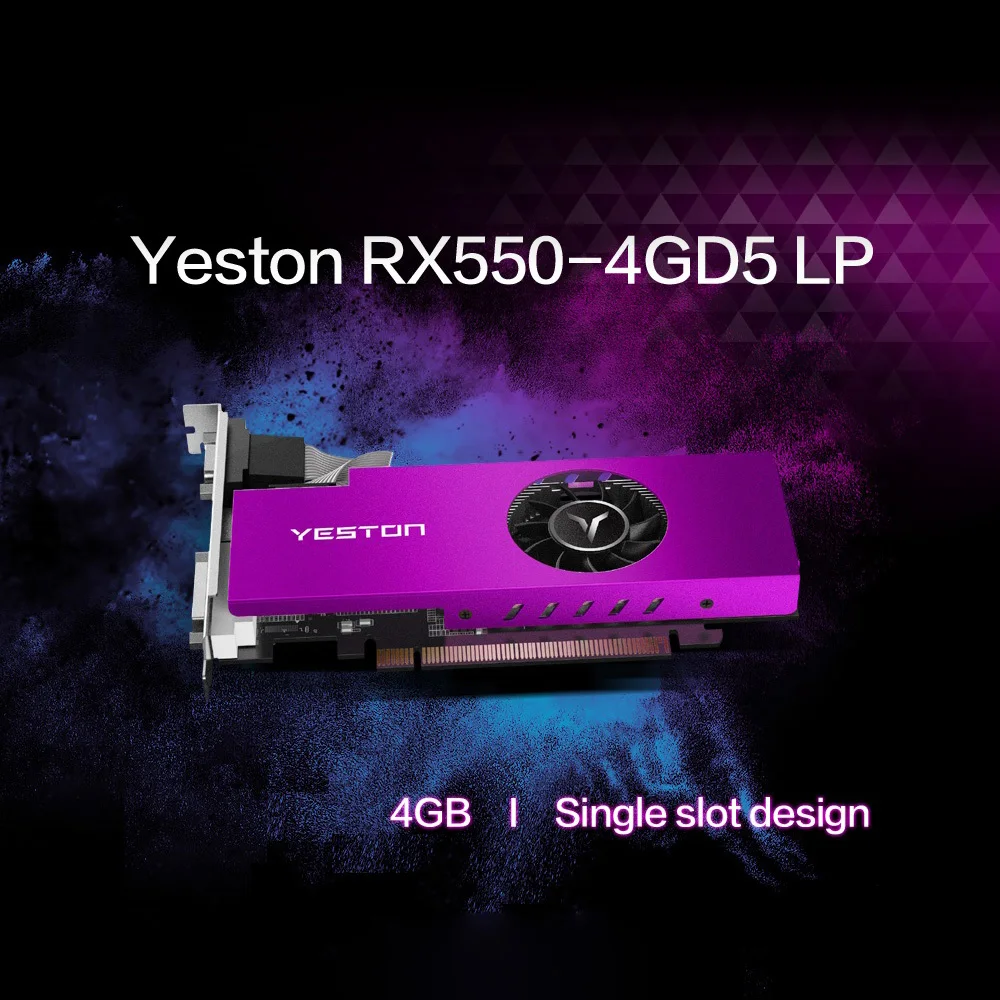 Yeston RX550 4G D5 LP Графика карты Radeon Chill 4 Гб памяти GDDR5 128Bit 6000 МГц VGA + HDMI DVI D GPU цифровая