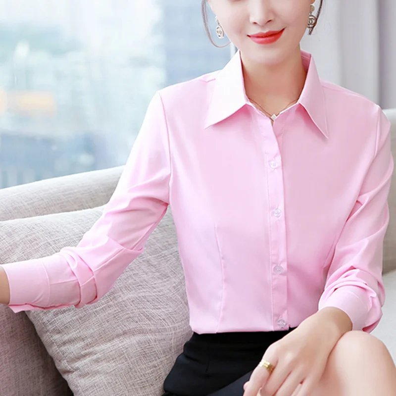 Korean Women Shirts Long Sleeve Button Up Shirt Office Lady White Loose Striped Womens Tops and Blouses | Женская одежда