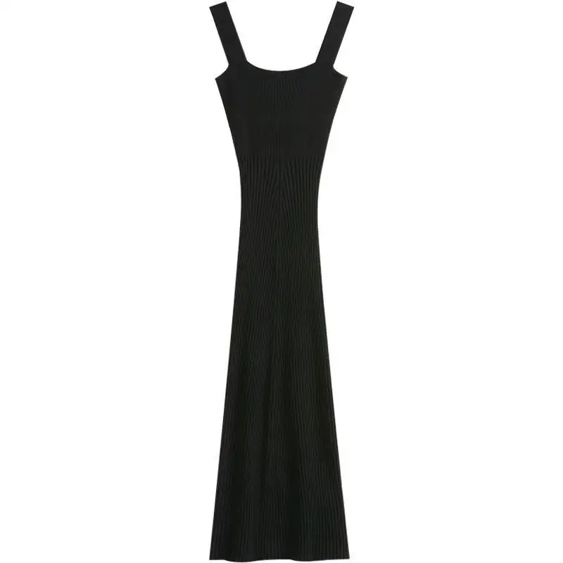 

Western Style Sleeveless Dress Women's Inner Wear Base Long Skirt 2021 New Mid-Length Vest Knitted Skirt Outer Wear