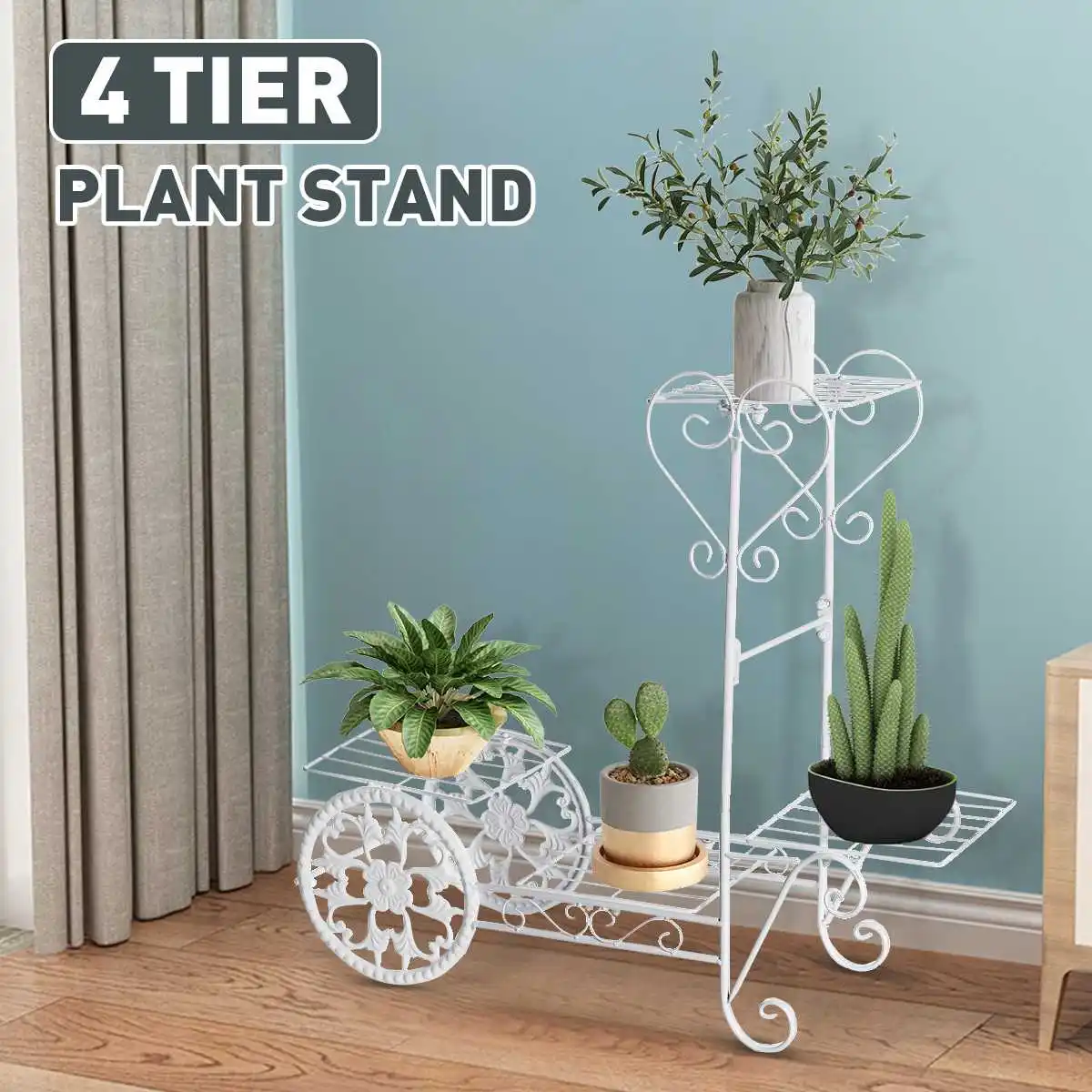 

4 Metal Plant Stand Support Flowers Holder Metal Flower Stand Flower Display Shelf Garden Patio Indoor Outdoor Flower Pot Stand