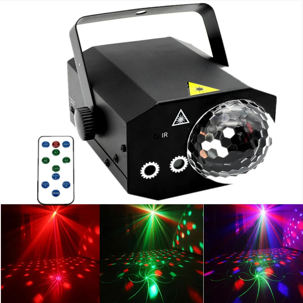 130in1 Pattern Effect Laser Light with LED Crystal Magic Ball Disco RGB Projector Party Lights DJ Lighting Effect Laser Show