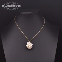 glseevo fresh water pearl white flower cluster pearl pendant 925 sterling silver necklace women party fine jewellery gn0138