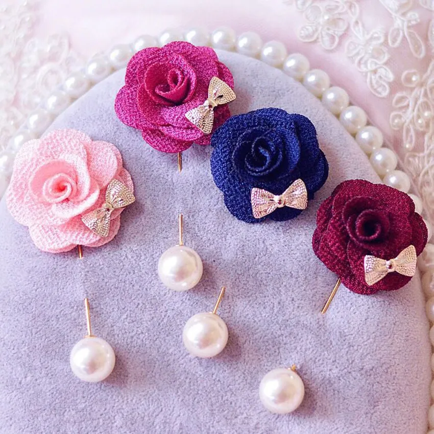 Fashion New Sweater Brooch Rose Flower Corsage Long Needle Pin For Women Shawl Shirt Collar Accessories Hijab Pins | Украшения и